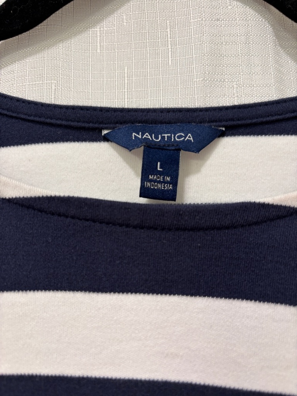 Nautica Striped Boatneck Top with Gold Button Detail - Navy & White - Picture 4 of 6